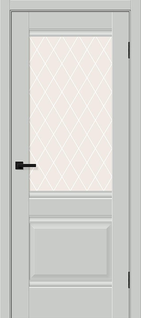 Межкомнатная дверь Прима-3 Grey Silk White Сrystal